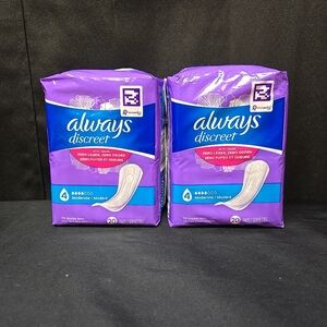 2pc Lot Always Discreet Moderate Pads For Bladder Leaks 20ct Each